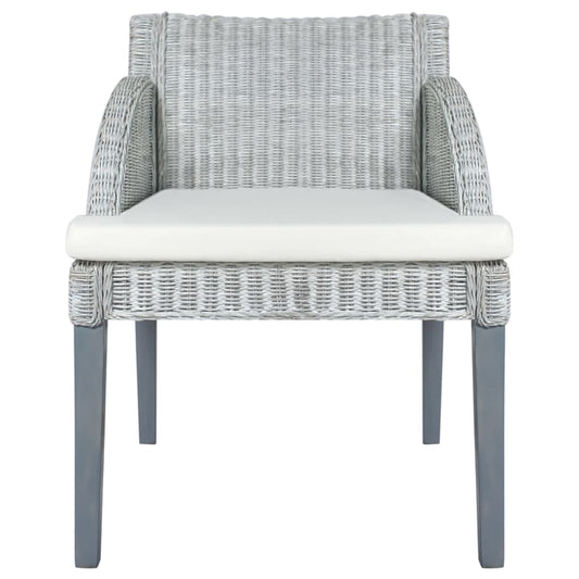 Sedia da Pranzo con Cuscino Grigio in Rattan Naturale - homemem39