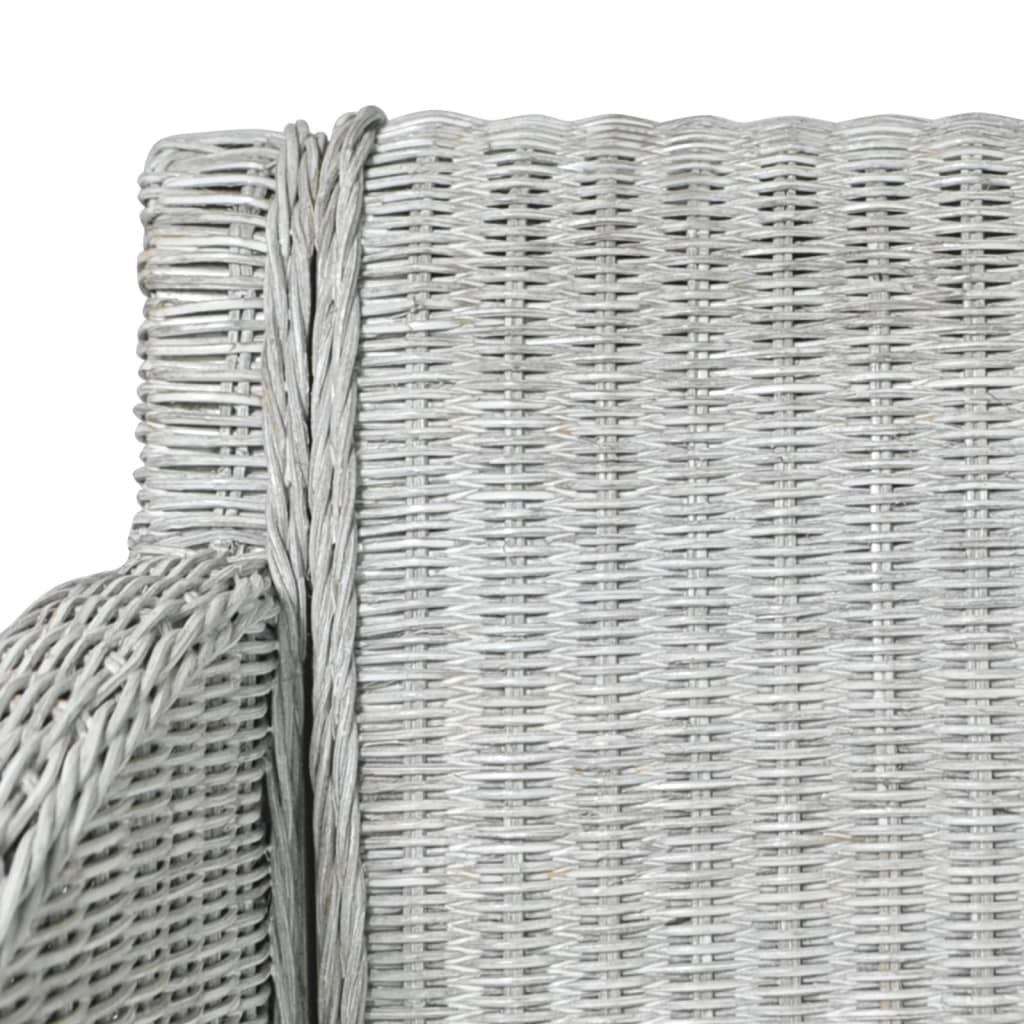 Sedia da Pranzo con Cuscino Grigio in Rattan Naturale - homemem39