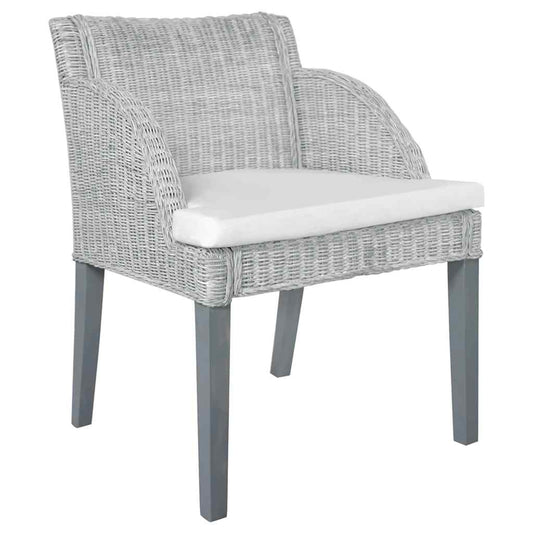 Sedie da Pranzo con Cuscini 2 pz Grigi in Rattan Naturale | homemem39