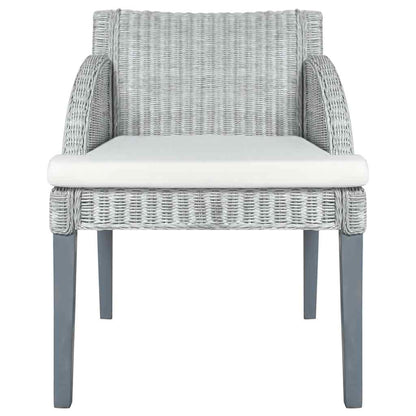 Sedie da Pranzo con Cuscini 2 pz Grigi in Rattan Naturale - homemem39