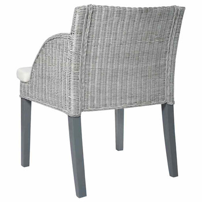 Sedie da Pranzo con Cuscini 2 pz Grigi in Rattan Naturale | homemem39