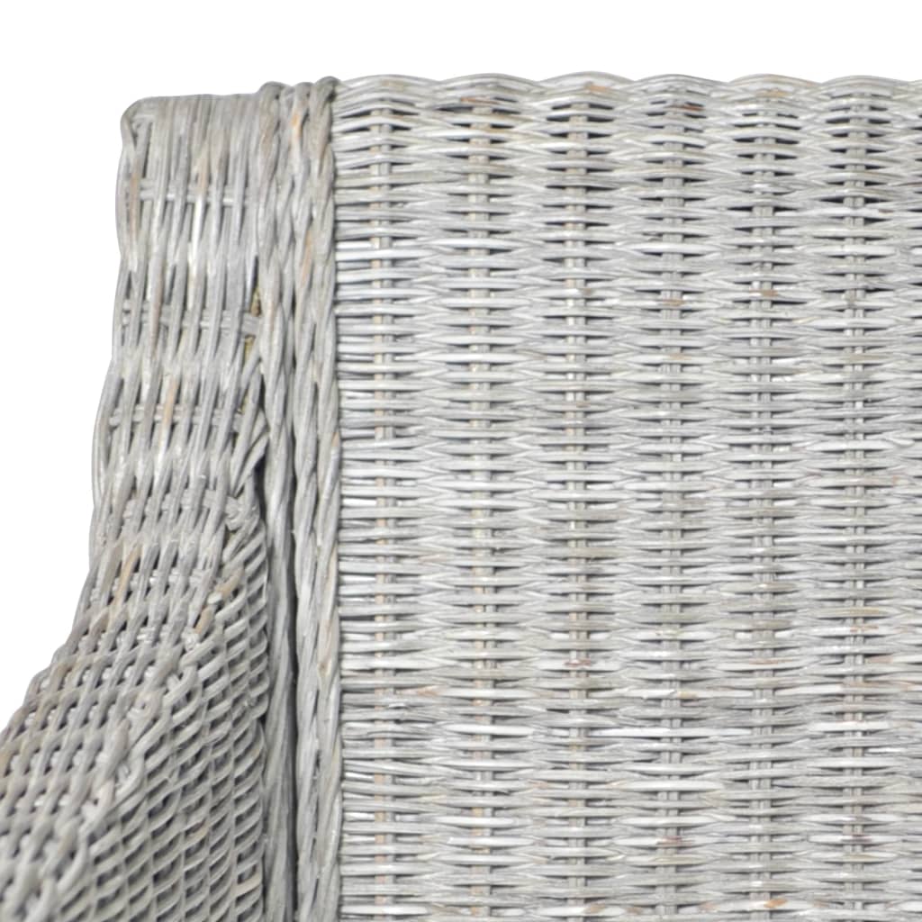Sedia da Pranzo con Cuscino Grigio in Rattan Naturale | homemem39