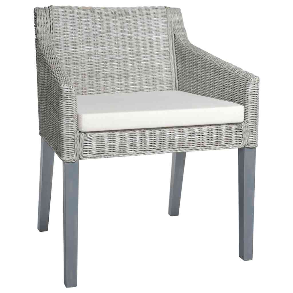 Sedie da Pranzo con Cuscini 2 pz Grigi in Rattan Naturale | homemem39