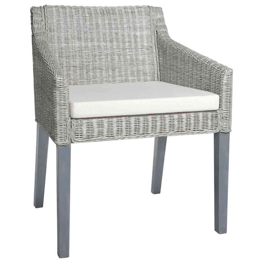 Sedie da Pranzo con Cuscini 2 pz Grigi in Rattan Naturale | homemem39