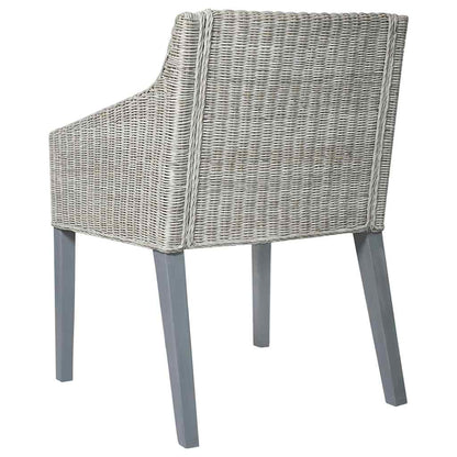 Sedie da Pranzo con Cuscini 2 pz Grigi in Rattan Naturale | homemem39