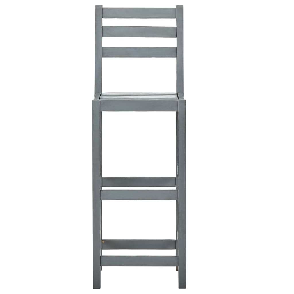 Sgabelli da Bar 4 pz Grigi in Legno Massello di Acacia - homemem39