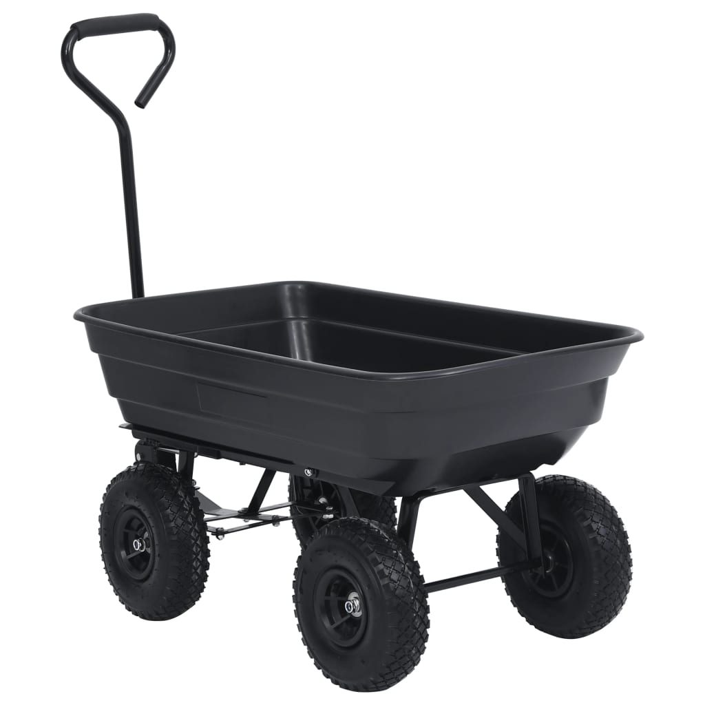 Carrello Manuale Ribaltabile da Giardino 300 kg 75 L Nero - homemem39