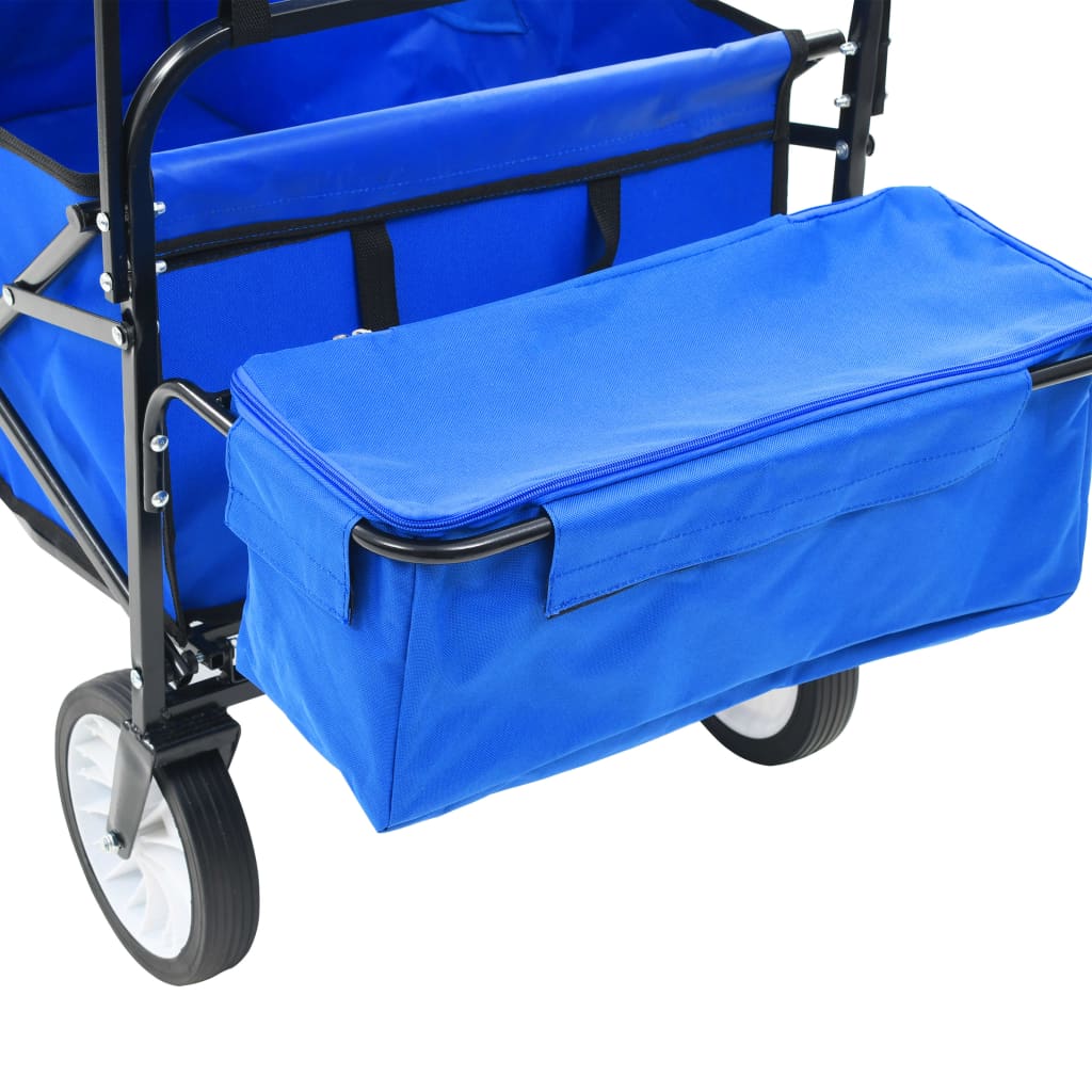 Carrello Pieghevole a Mano con Tettuccio in Acciaio Blu - homemem39