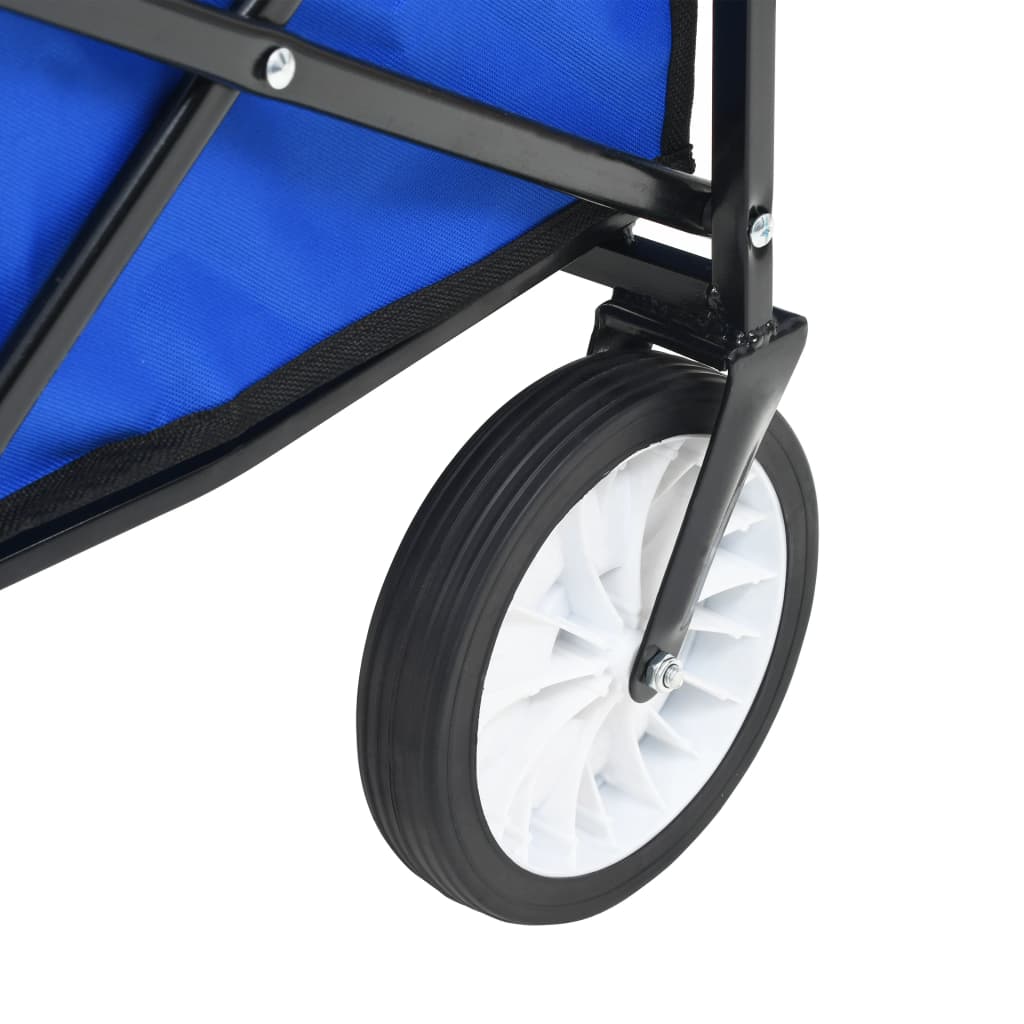 Carrello Pieghevole a Mano con Tettuccio in Acciaio Blu - homemem39