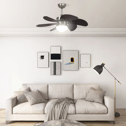 Ventilatore da Soffitto con Luce 76 cm Marrone Scuro - homemem39