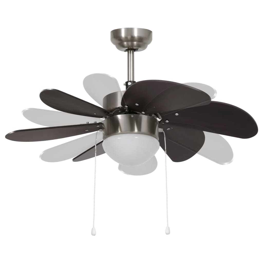 Ventilatore da Soffitto con Luce 76 cm Marrone Scuro - homemem39