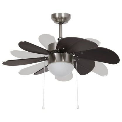 Ventilatore da Soffitto con Luce 76 cm Marrone Scuro - homemem39