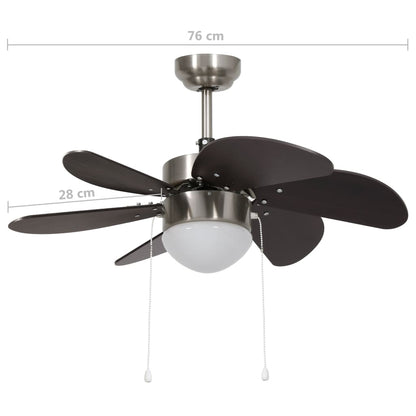 Ventilatore da Soffitto con Luce 76 cm Marrone Scuro - homemem39