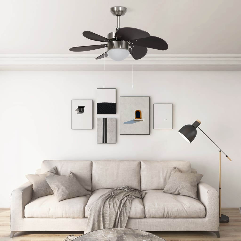 Ventilatore da Soffitto con Luce 76 cm Marrone Scuro - homemem39