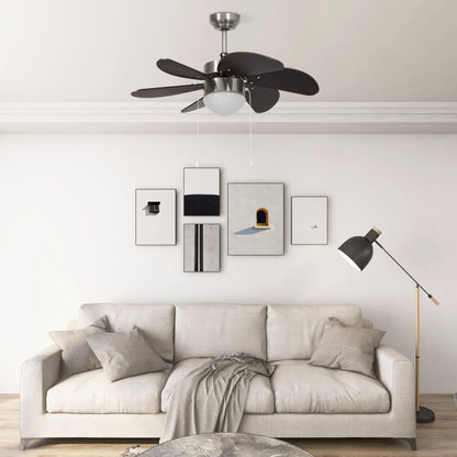 Ventilatore da Soffitto con Luce 76 cm Marrone Scuro - homemem39