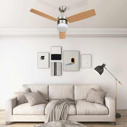Ventilatore Soffitto Luce e Telecomando 108cm Marrone Chiaro