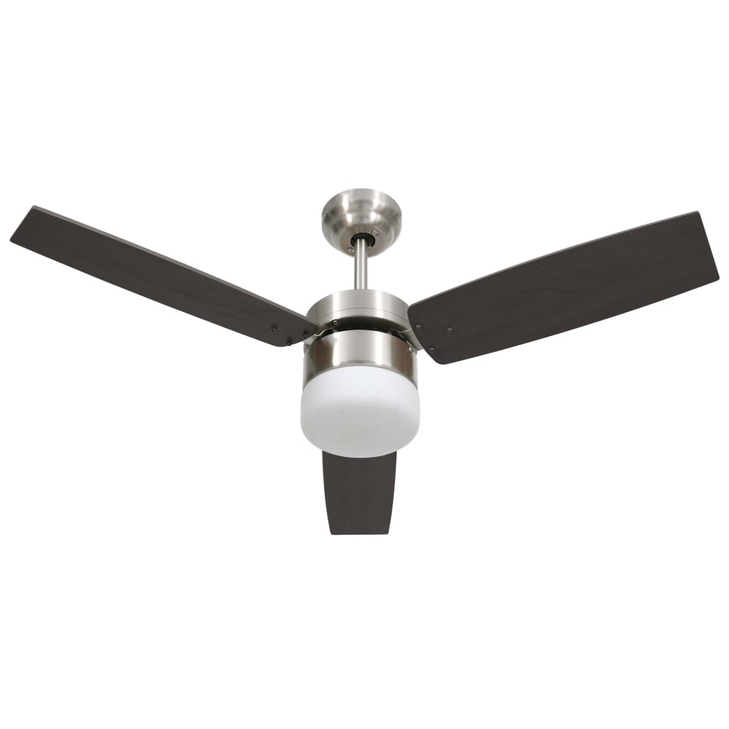 Ventilatore Soffitto con Luce e Telecomando 108cm Marrone Scuro - homemem39