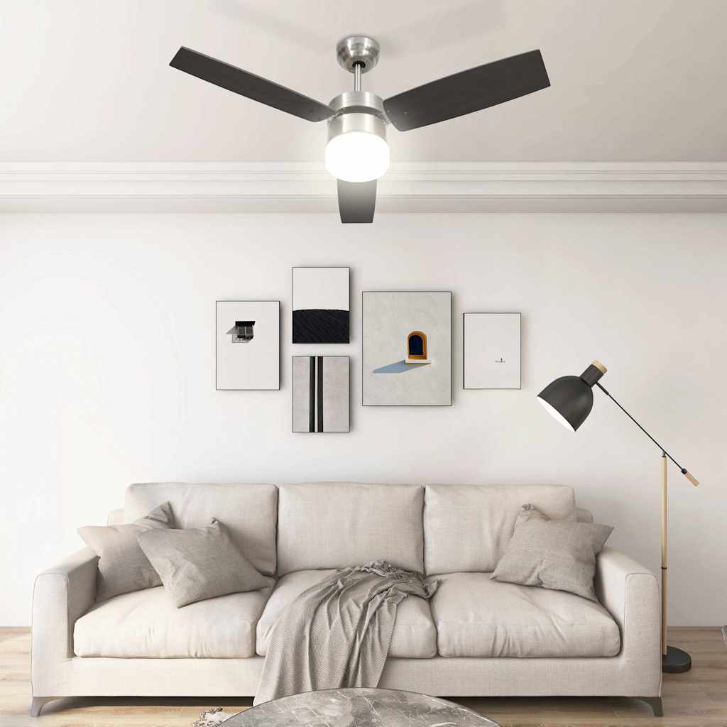 Ventilatore Soffitto con Luce e Telecomando 108cm Marrone Scuro - homemem39