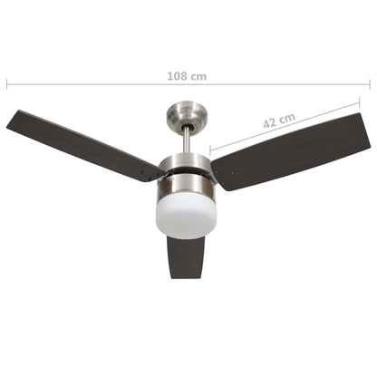 Ventilatore Soffitto con Luce e Telecomando 108cm Marrone Scuro - homemem39