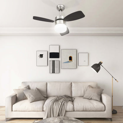 Ventilatore Soffitto con Luce e Telecomando 76 cm Marrone Scuro - homemem39