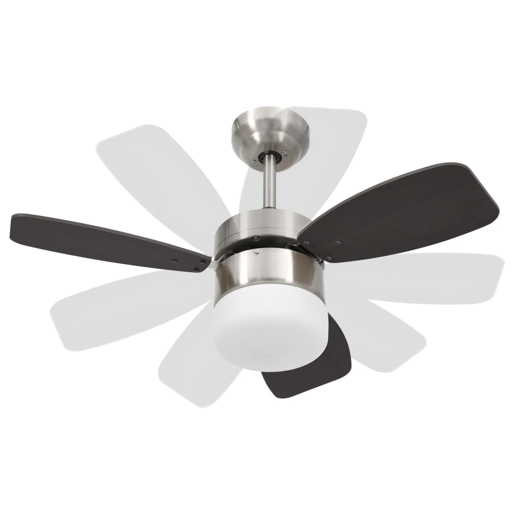 Ventilatore Soffitto con Luce e Telecomando 76 cm Marrone Scuro - homemem39