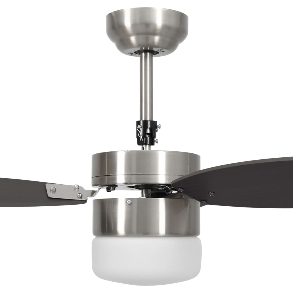 Ventilatore Soffitto con Luce e Telecomando 76 cm Marrone Scuro - homemem39