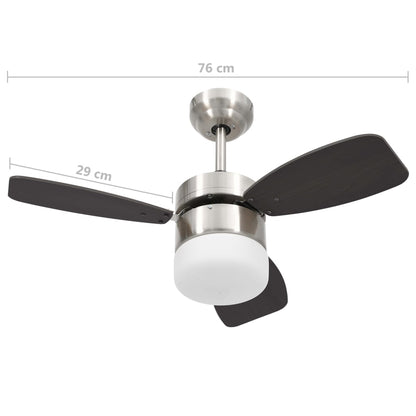 Ventilatore Soffitto con Luce e Telecomando 76 cm Marrone Scuro - homemem39