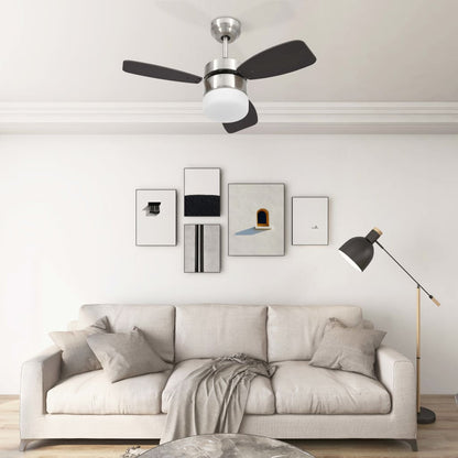 Ventilatore Soffitto con Luce e Telecomando 76 cm Marrone Scuro - homemem39