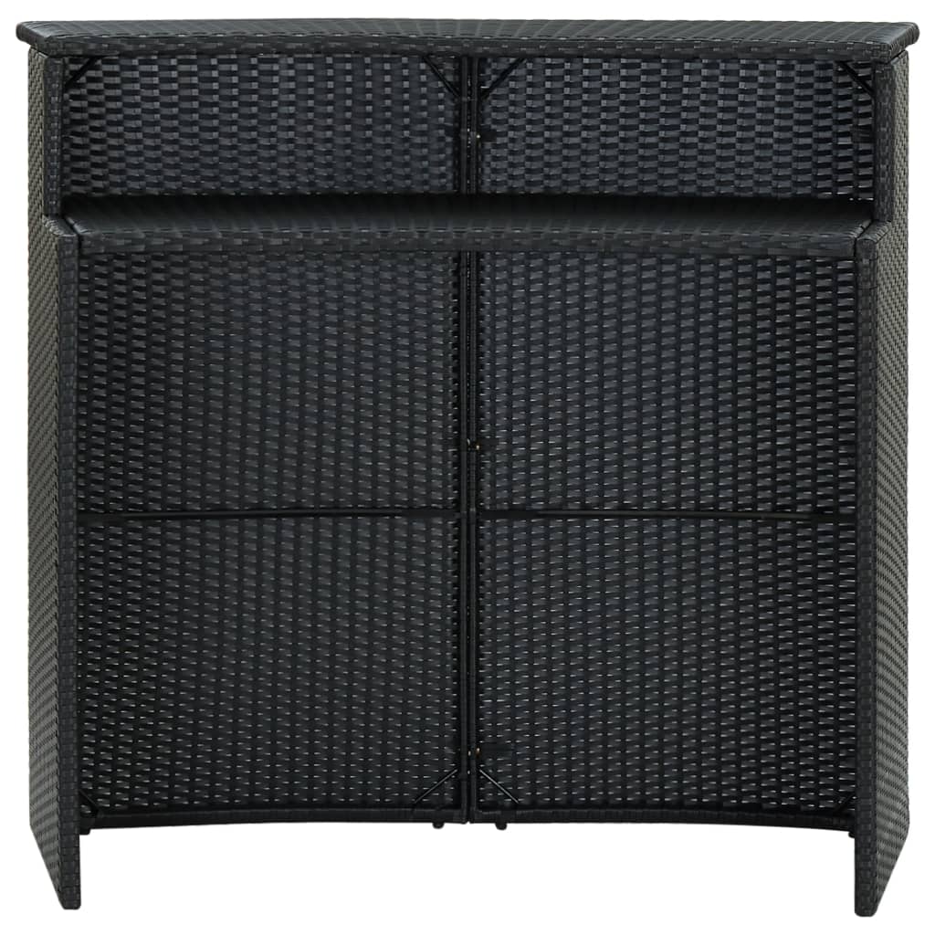 Tavolo da Bar per Esterni Nero 120x55x110 cm in Polyrattan