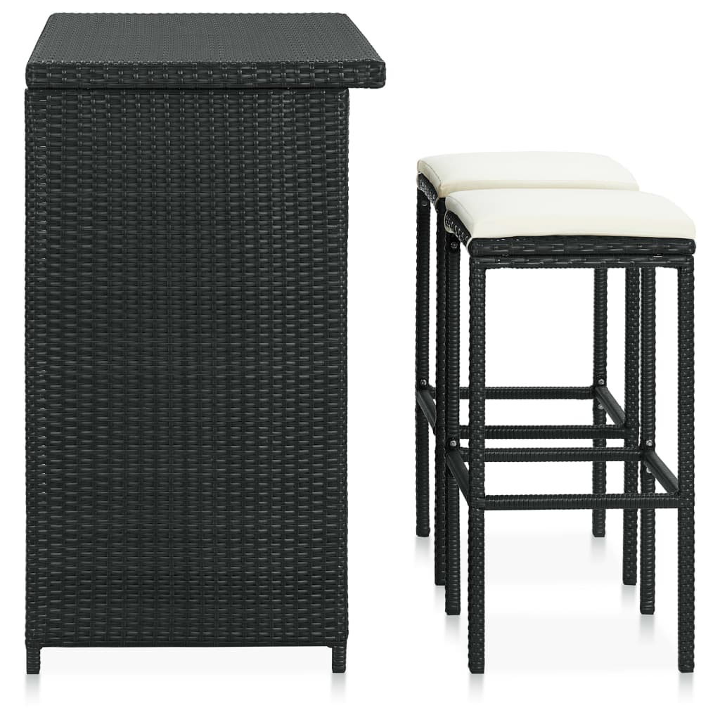 Set da Bar 3 pz in Polyrattan Nero - homemem39