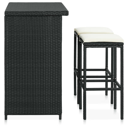 Set da Bar 3 pz in Polyrattan Nero - homemem39