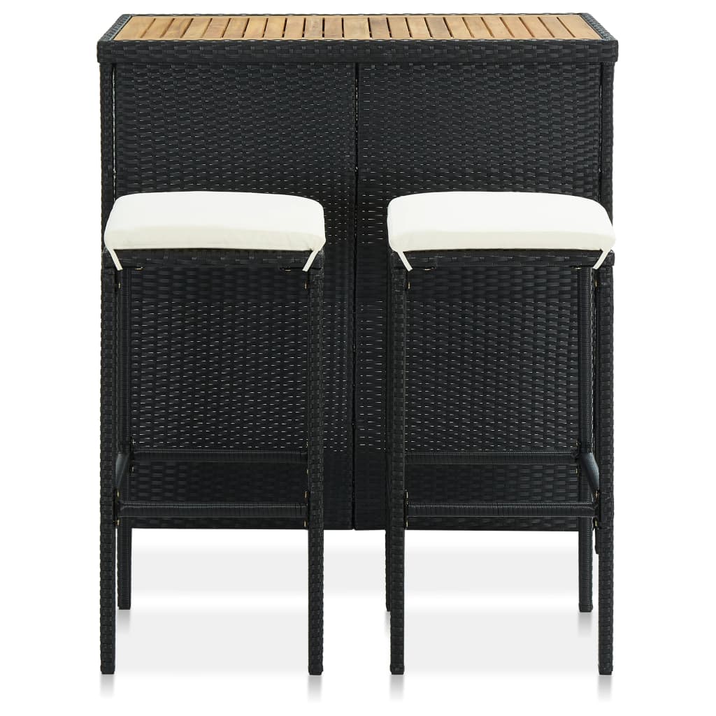 Set da Bar 3 pz in Polyrattan Nero - homemem39