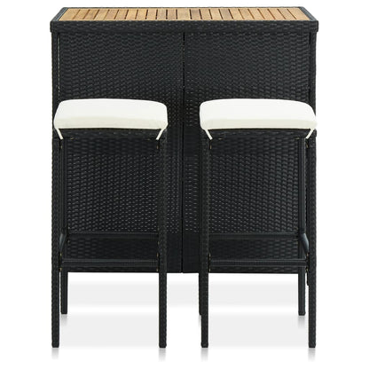 Set da Bar 3 pz in Polyrattan Nero - homemem39