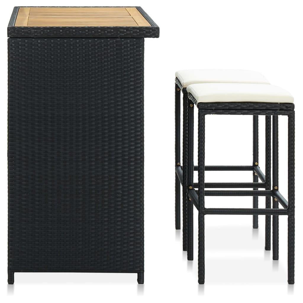 Set da Bar 3 pz in Polyrattan Nero - homemem39
