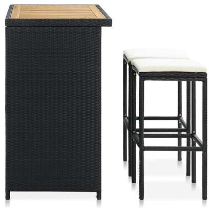 Set da Bar 3 pz in Polyrattan Nero - homemem39