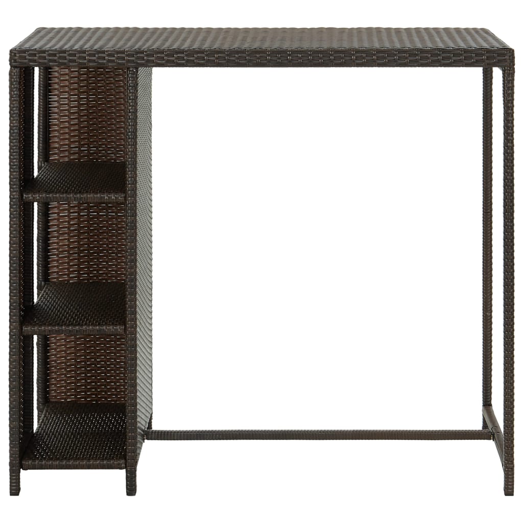 Tavolo da Bar con Ripiani Marrone 120x60x110 cm in Polyrattan - homemem39