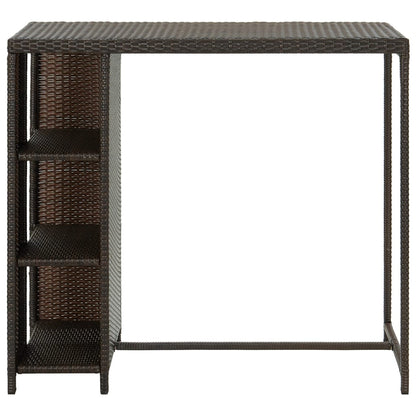 Tavolo da Bar con Ripiani Marrone 120x60x110 cm in Polyrattan - homemem39
