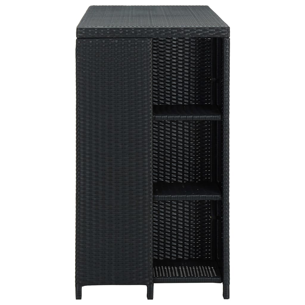 Tavolo da Bar con Ripiani Nero 120x60x110 cm in Polyrattan - homemem39