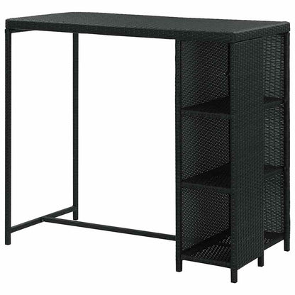 Tavolo da Bar con Ripiani Nero 120x60x110 cm in Polyrattan