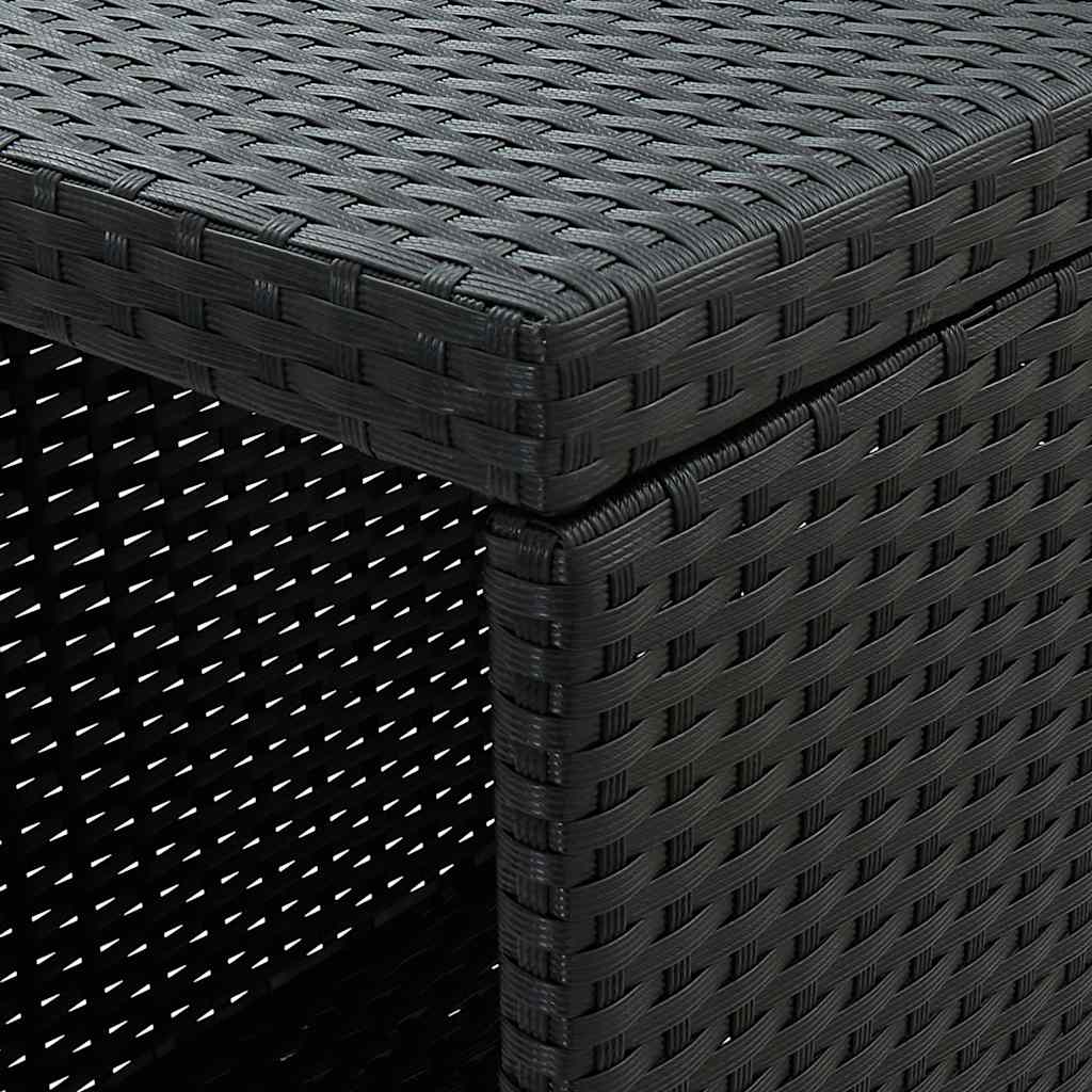 Tavolo da Bar con Ripiani Nero 120x60x110 cm in Polyrattan