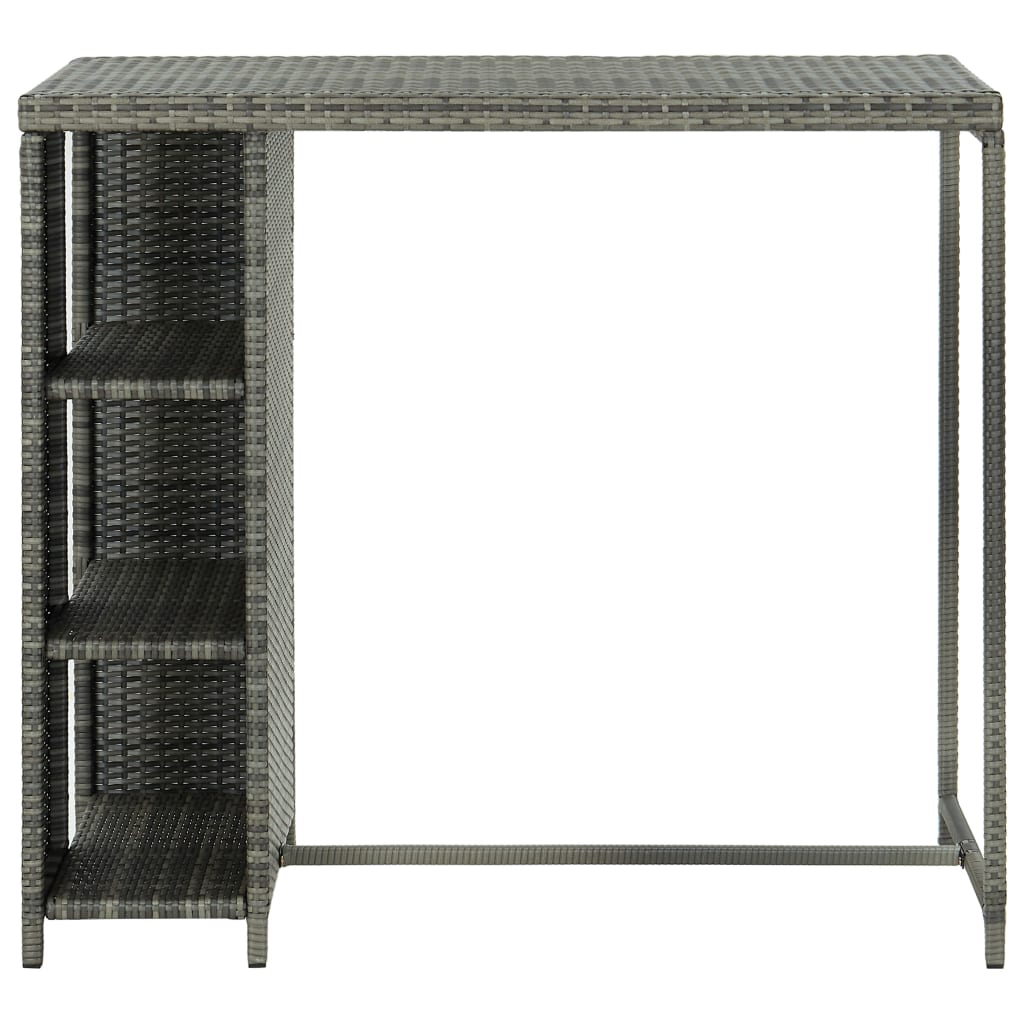 Tavolo da Bar con Ripiani Grigio 120x60x110 cm in Polyrattan - homemem39