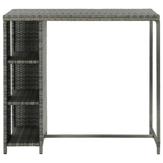 Tavolo da Bar con Ripiani Grigio 120x60x110 cm in Polyrattan - homemem39