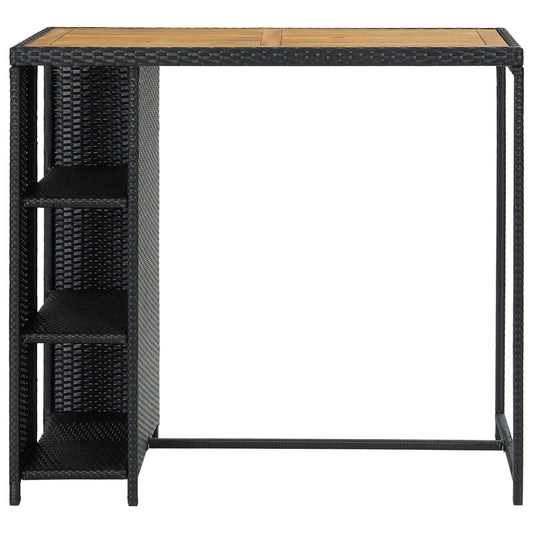 Tavolo da Bar con Ripiani Nero 120x60x110 cm in Polyrattan - homemem39