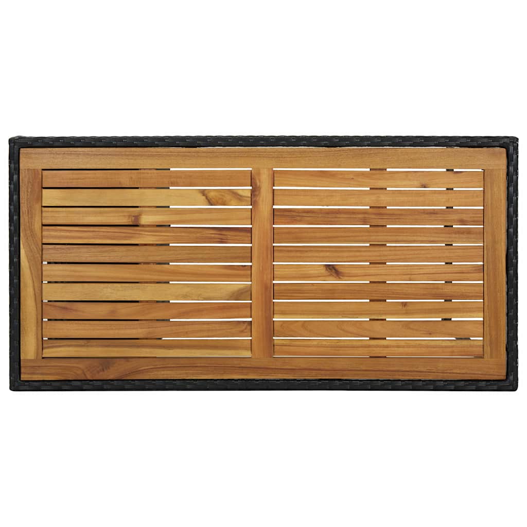 Tavolo da Bar con Ripiani Nero 120x60x110 cm in Polyrattan
