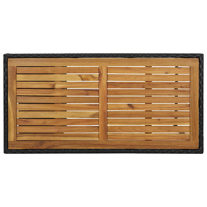 Tavolo da Bar con Ripiani Nero 120x60x110 cm in Polyrattan