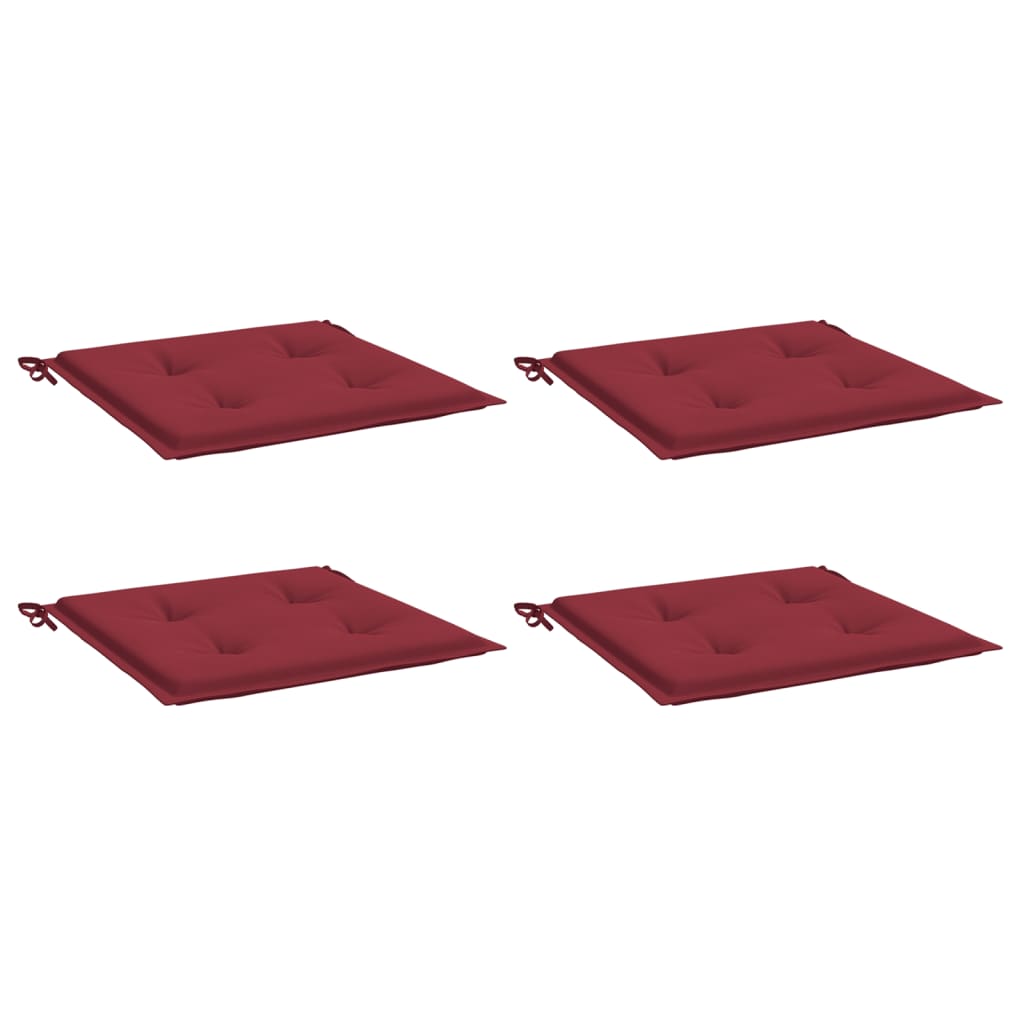 Cuscini per Sedia 4 pz Rosso Vino 40x40x3 cm in Tessuto Oxford