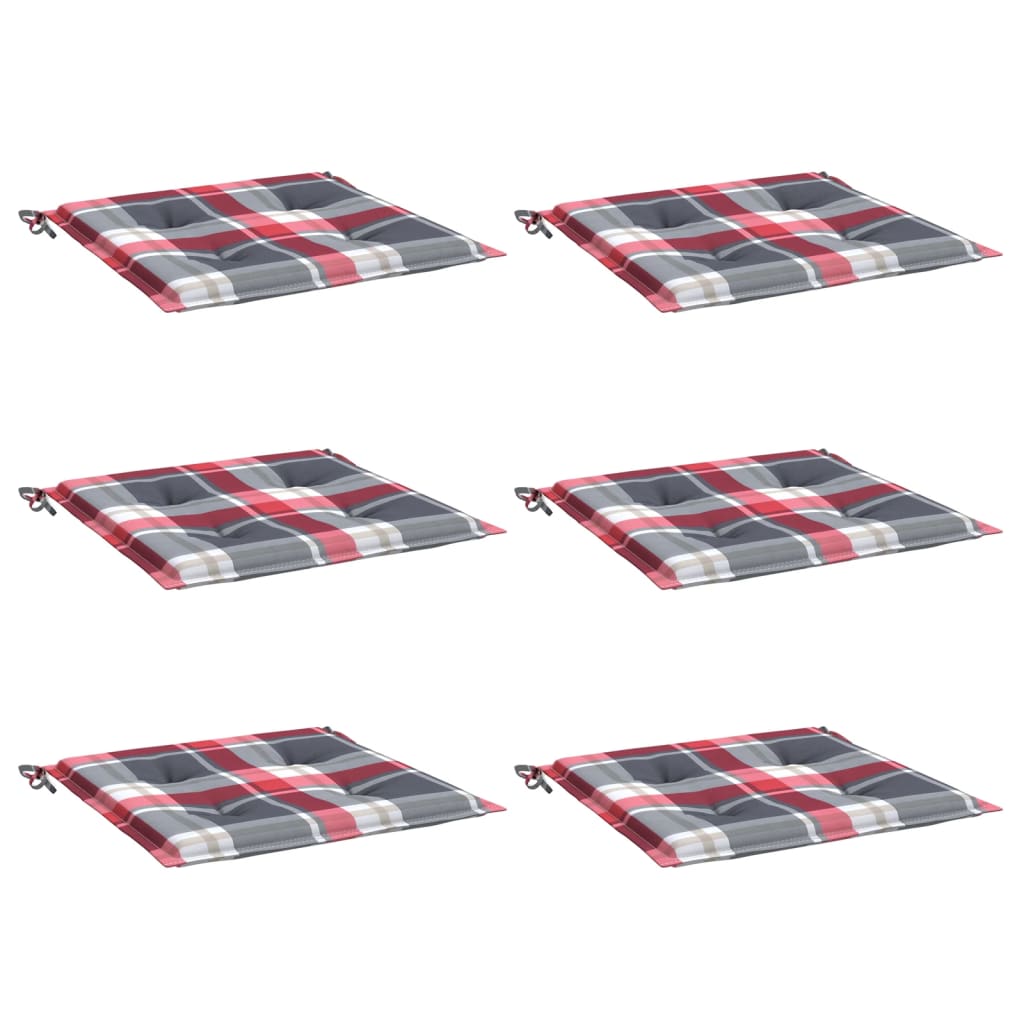Cuscini per Sedia 6 pz a Quadri Rossi 40x40x4cm Tessuto Oxford | homemem39