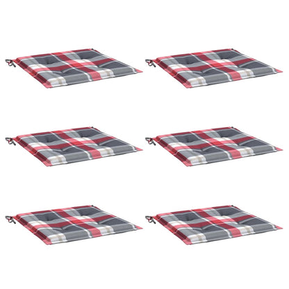 Cuscini per Sedia 6 pz a Quadri Rossi 40x40x4cm Tessuto Oxford | homemem39