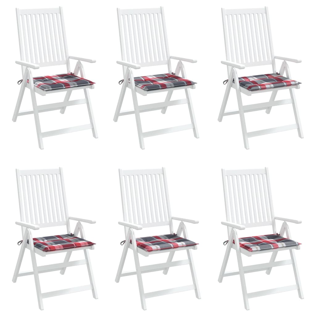Cuscini per Sedia 6 pz a Quadri Rossi 40x40x4cm Tessuto Oxford | homemem39
