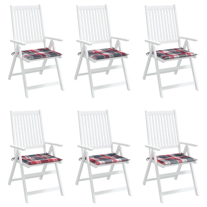 Cuscini per Sedia 6 pz a Quadri Rossi 40x40x4cm Tessuto Oxford | homemem39